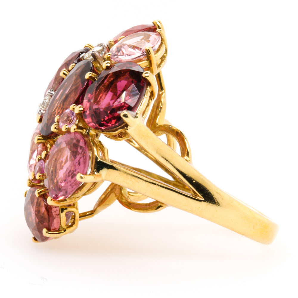 Jay Feder 18K Yellow gold diamond Pink Tourmaline Ring