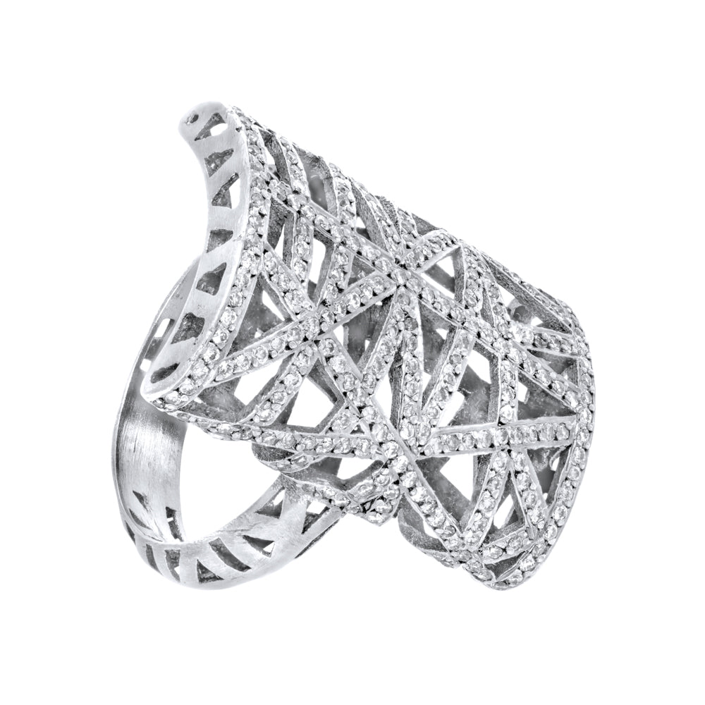 Yossi Harari 18K White Gold Diamond Lace Black Rhodium RIng