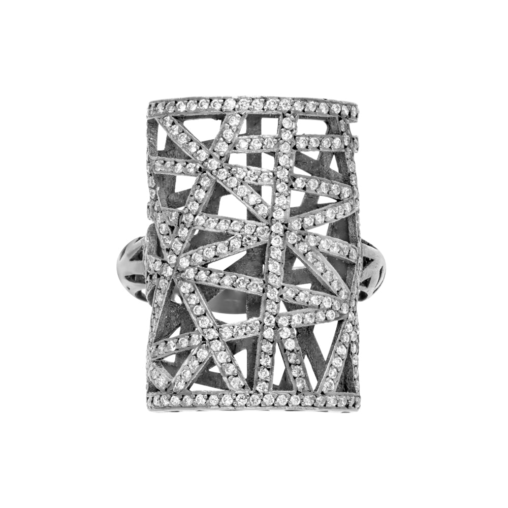 Yossi Harari 18K White Gold Diamond Lace Black Rhodium RIng