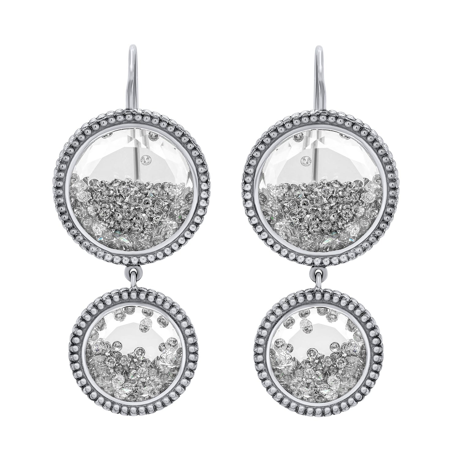 Moritz Glik 18K White Gold Diamond Double Drop Shaker Earrings