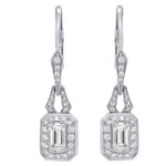 Jay Feder 18K White Gold Diamond Deco Halo Earrings