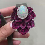 Sutra 18K White Kashmir collection opal ruby Earrings