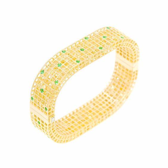 Roule & Co. 18K Yellow Gold Yellow Sapphire Emerald Pixel Dust Bracelet