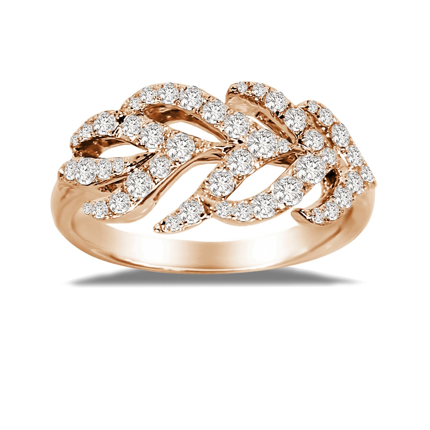Sutra 18K Rose Gold Feather Collection Diamond Ring - Jay Feder Jewelers