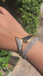 Jay Feder 18K Yellow Gold Diamond Black Onyx Vintage Bangle Bracelet