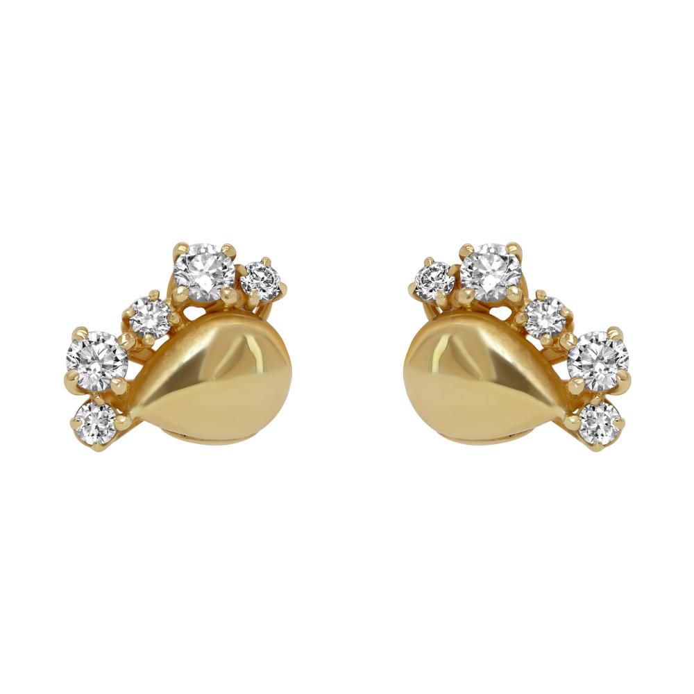 Suzanne Kalan 18K Yellow gold Diamond Tear Post Earrings