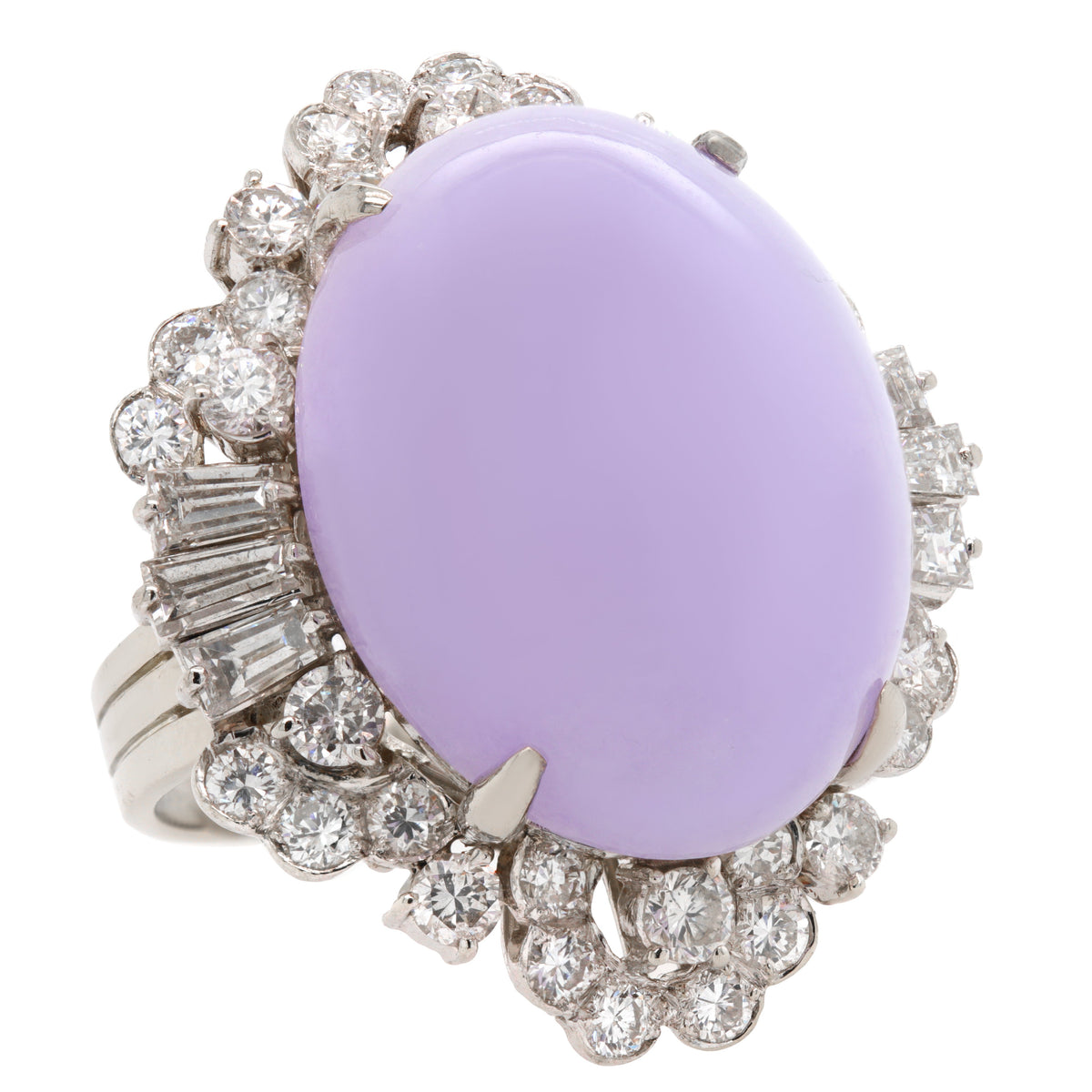 Jay Feder Lavender Jade Diamond 14K White Gold Ring