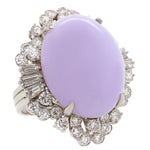 Jay Feder Lavender Jade Diamond 14K White Gold Ring