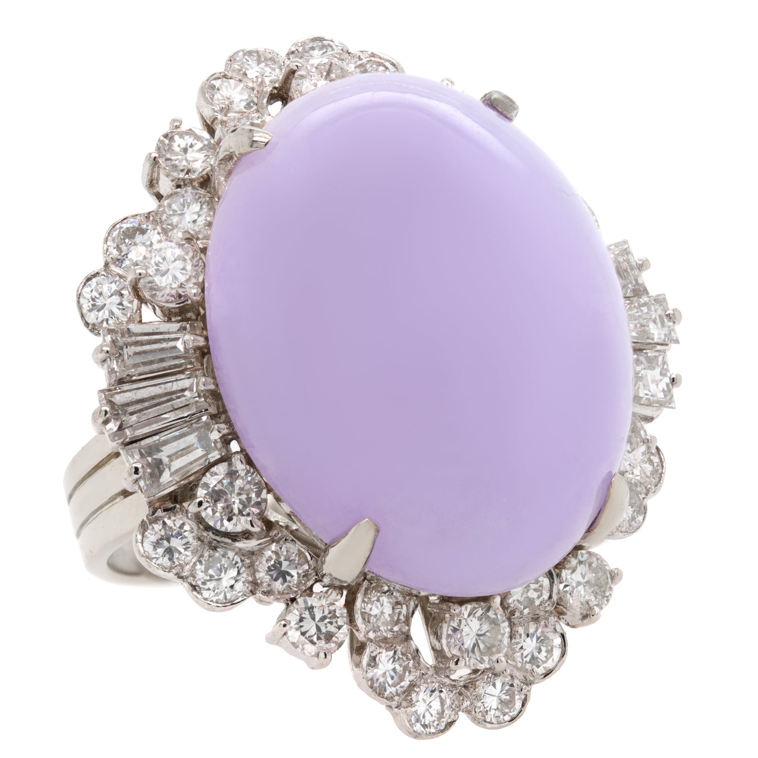Jay Feder Lavender Jade Diamond 14K White Gold Ring
