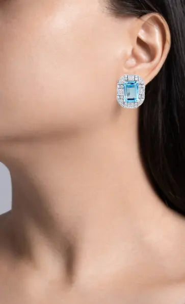 Jay Feder Platinum Diamond Blue Topaz Earrings – Jay Feder Jewelers