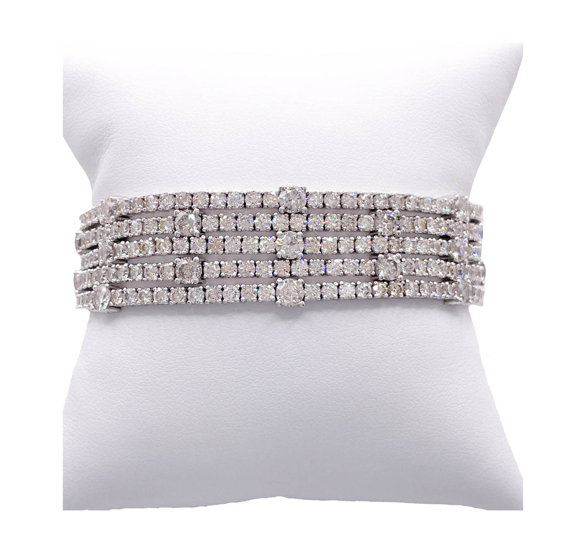 JAY FEDER 14K WHITE GOLD DIAMOND 5 ROW BRACELET