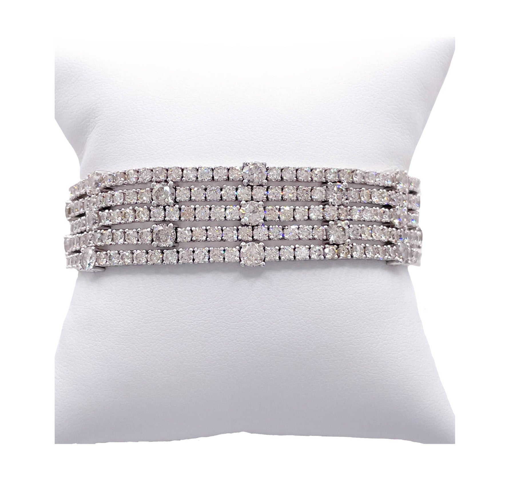 JAY FEDER 14K WHITE GOLD DIAMOND 5 ROW BRACELET