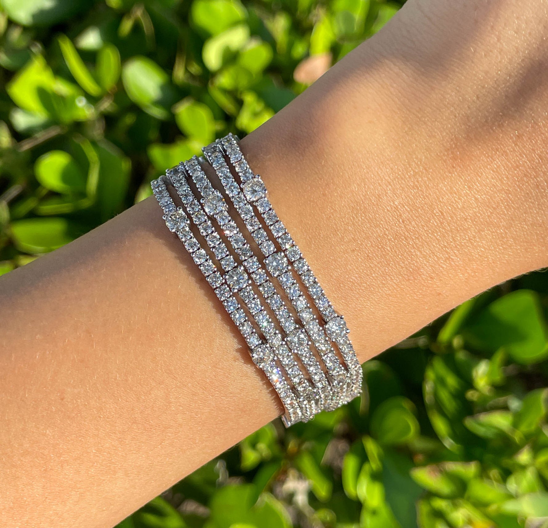 JAY FEDER 14K WHITE GOLD DIAMOND 5 ROW BRACELET