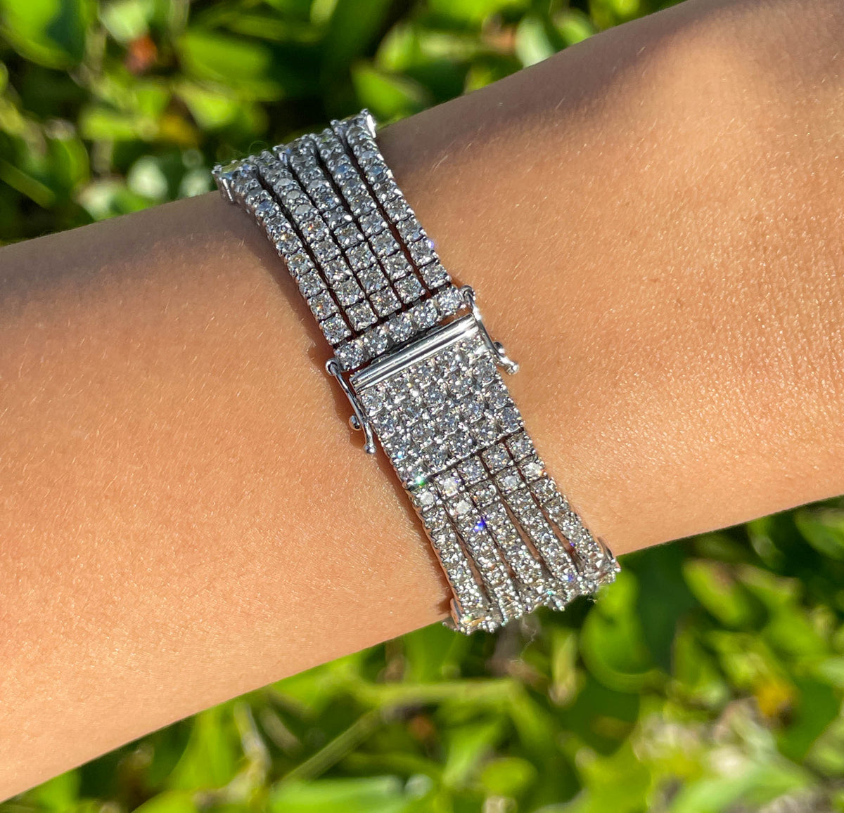 JAY FEDER 14K WHITE GOLD DIAMOND 5 ROW BRACELET