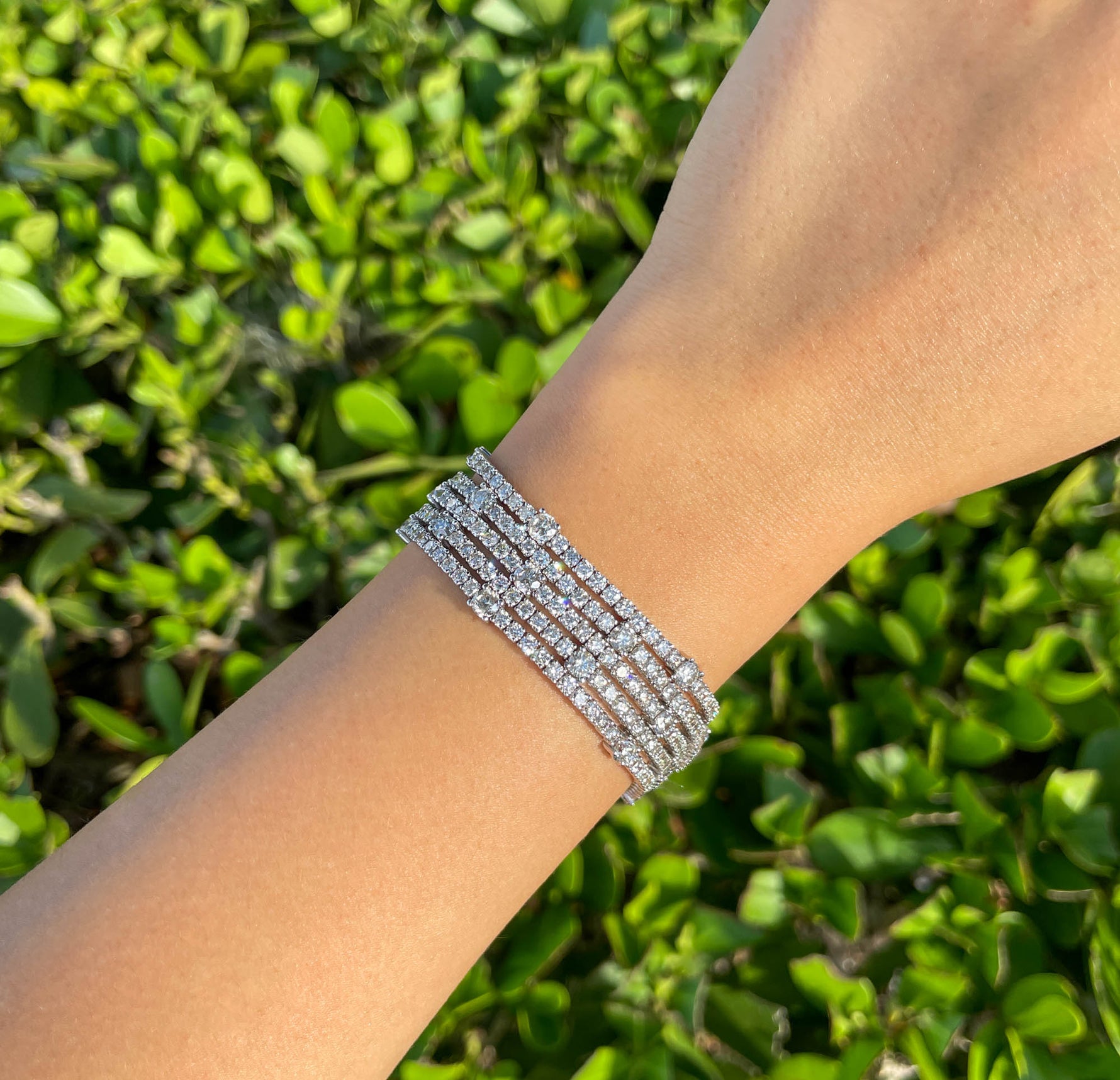 JAY FEDER 14K WHITE GOLD DIAMOND 5 ROW BRACELET