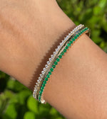 Jay Feder 14K yellow gold diamond & emerald bangle