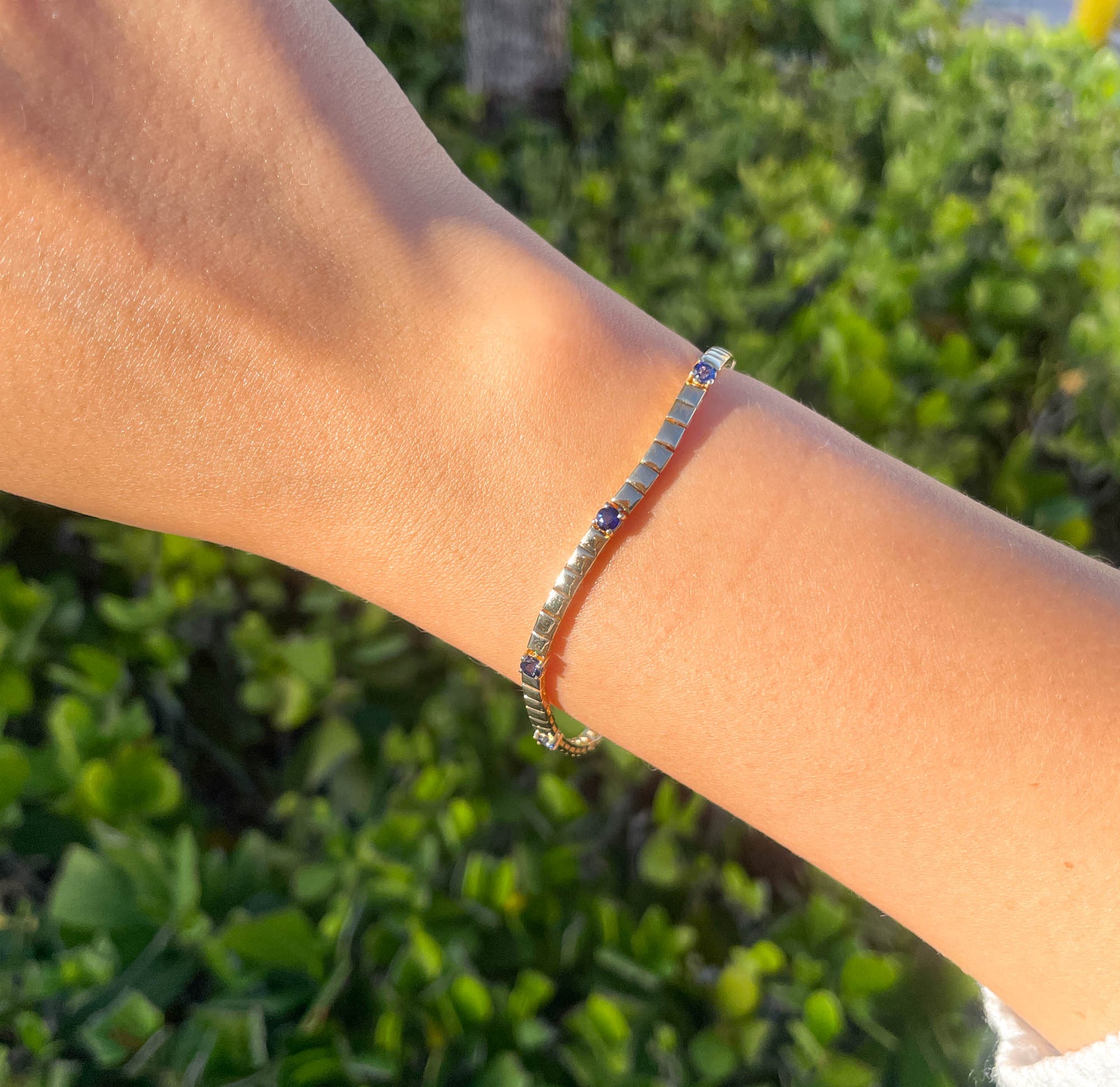 JAY FEDER 14K YELLOW GOLD SAPPHIRE STATION BRACELET