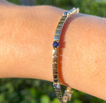 JAY FEDER 14K YELLOW GOLD SAPPHIRE STATION BRACELET