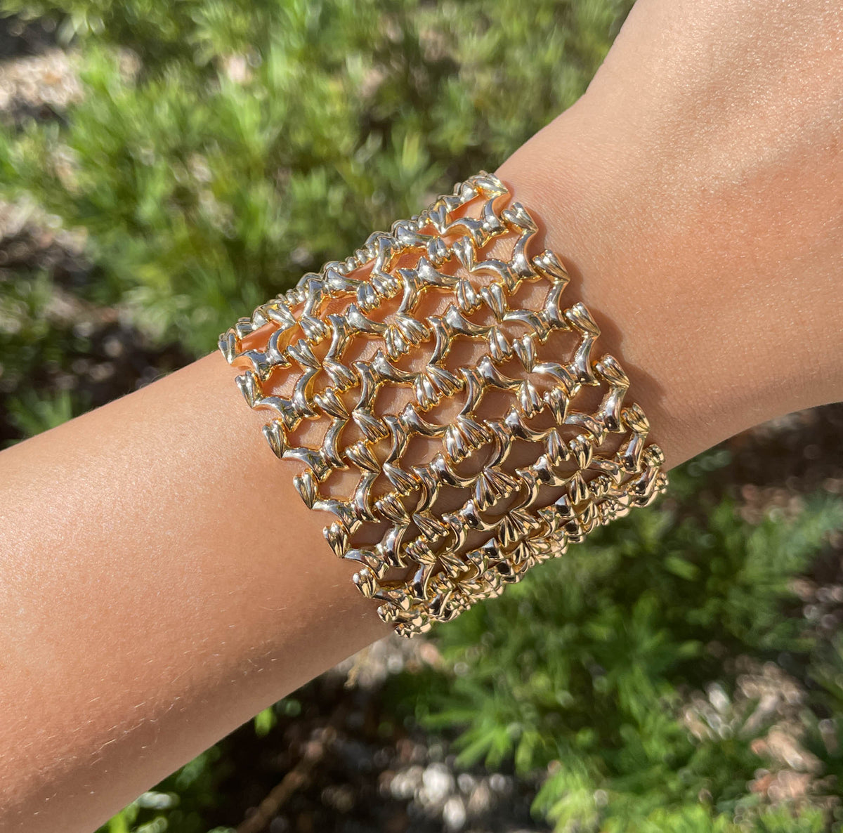 JAY FEDER 18K YELLOW GOLD WIDE LINK BRACELET