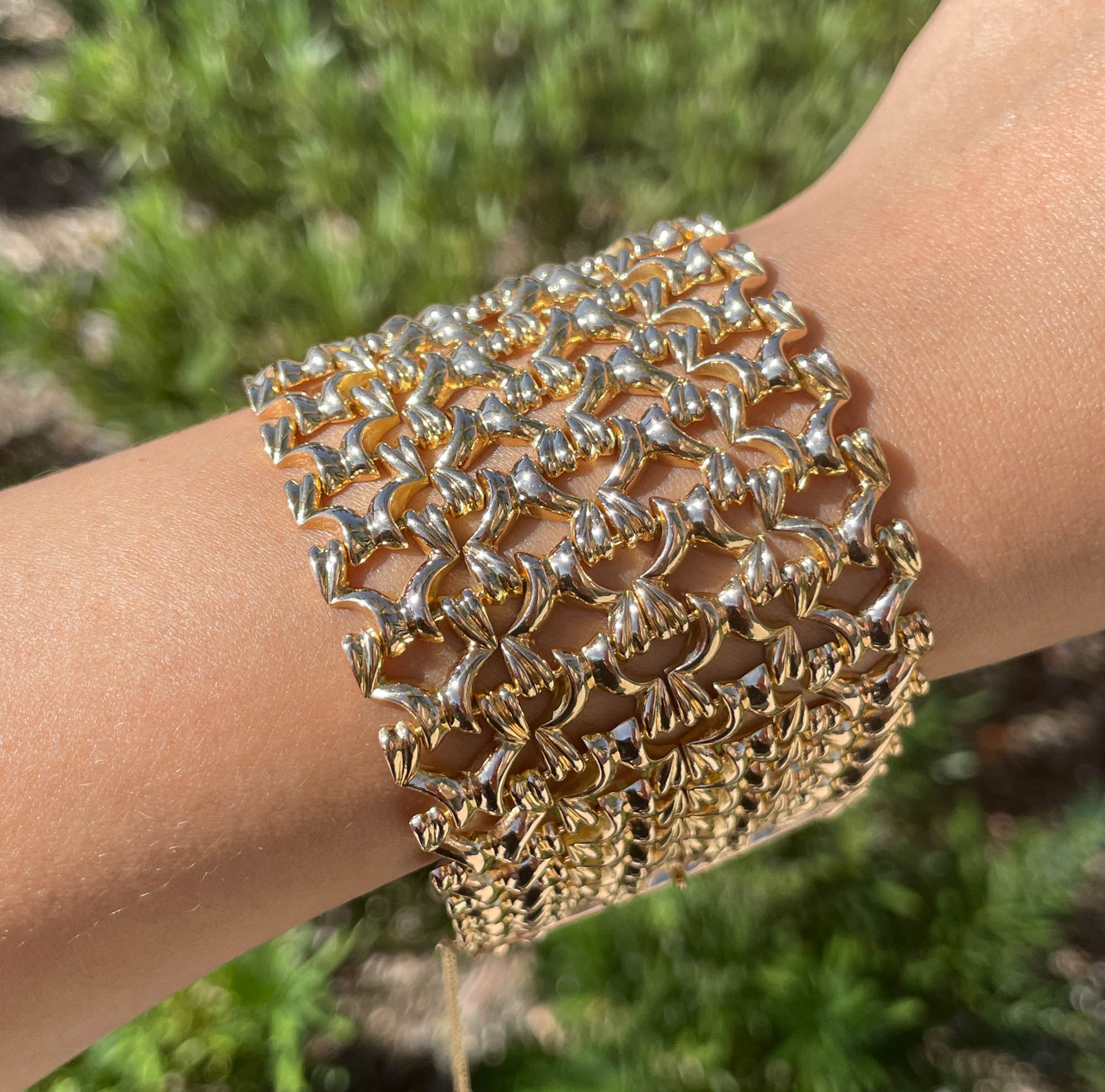 JAY FEDER 18K YELLOW GOLD WIDE LINK BRACELET