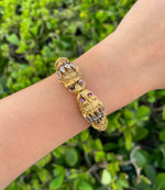 Jay Feder 18K Yellow Gold Sapphire Eyed Lion Bracelet