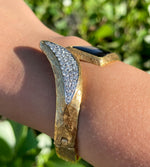 Jay Feder 18K Yellow Gold Diamond Black Onyx Vintage Bangle Bracelet