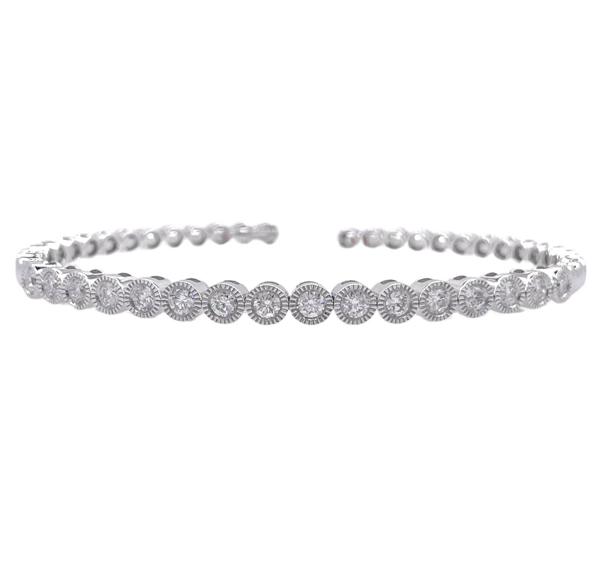 JAY FEDER 14K WHITE GOLD BEZEL SET DIAMOND BRACELET