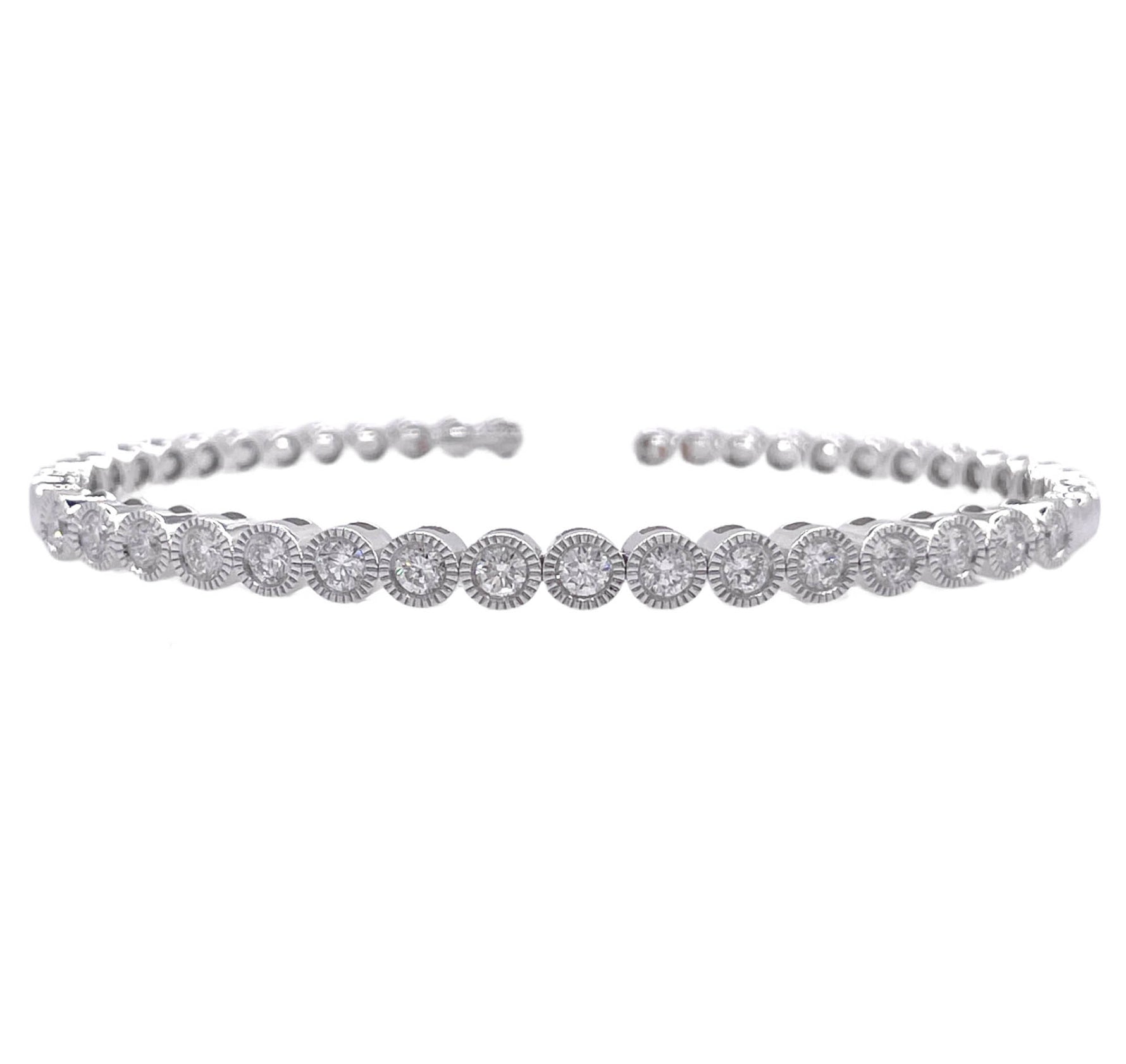 JAY FEDER 14K WHITE GOLD BEZEL SET DIAMOND BRACELET