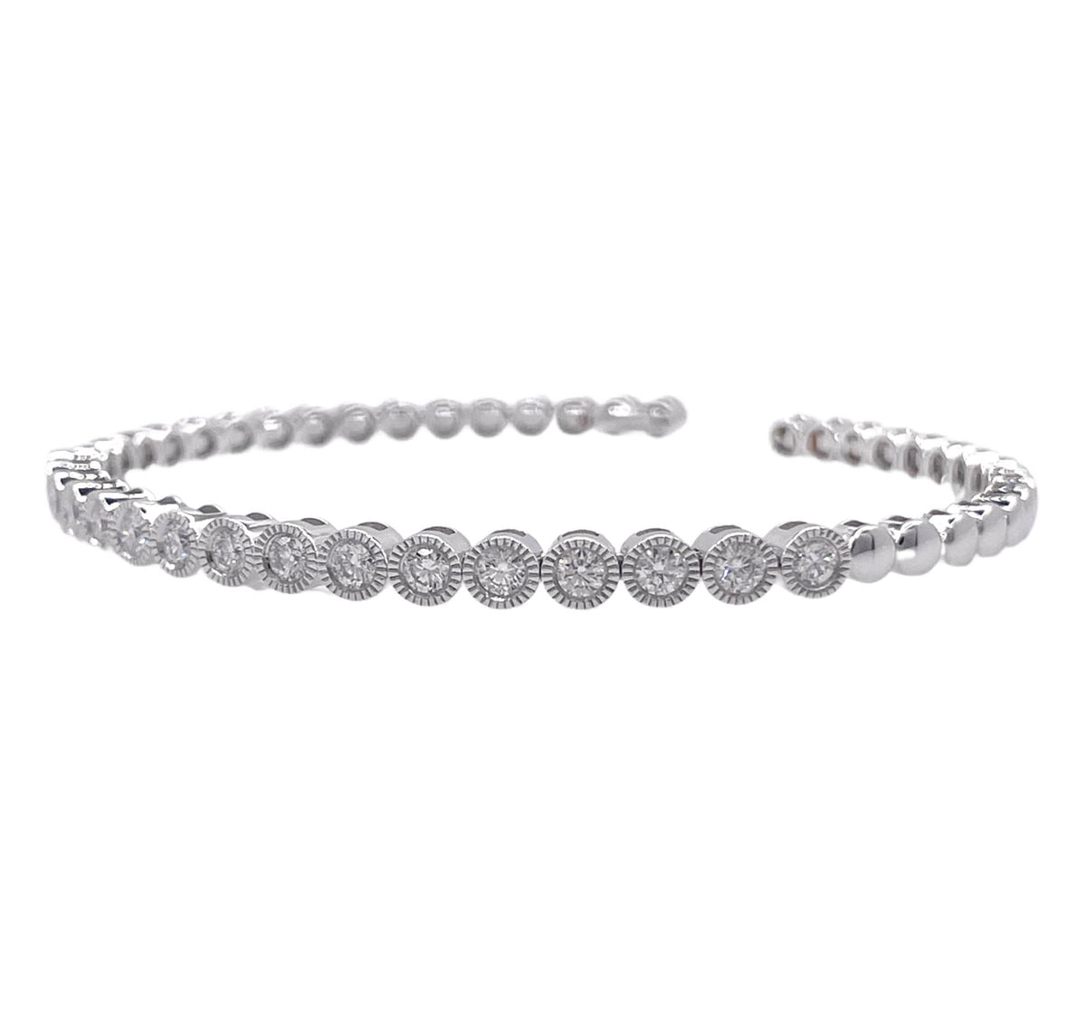 JAY FEDER 14K WHITE GOLD BEZEL SET DIAMOND BRACELET