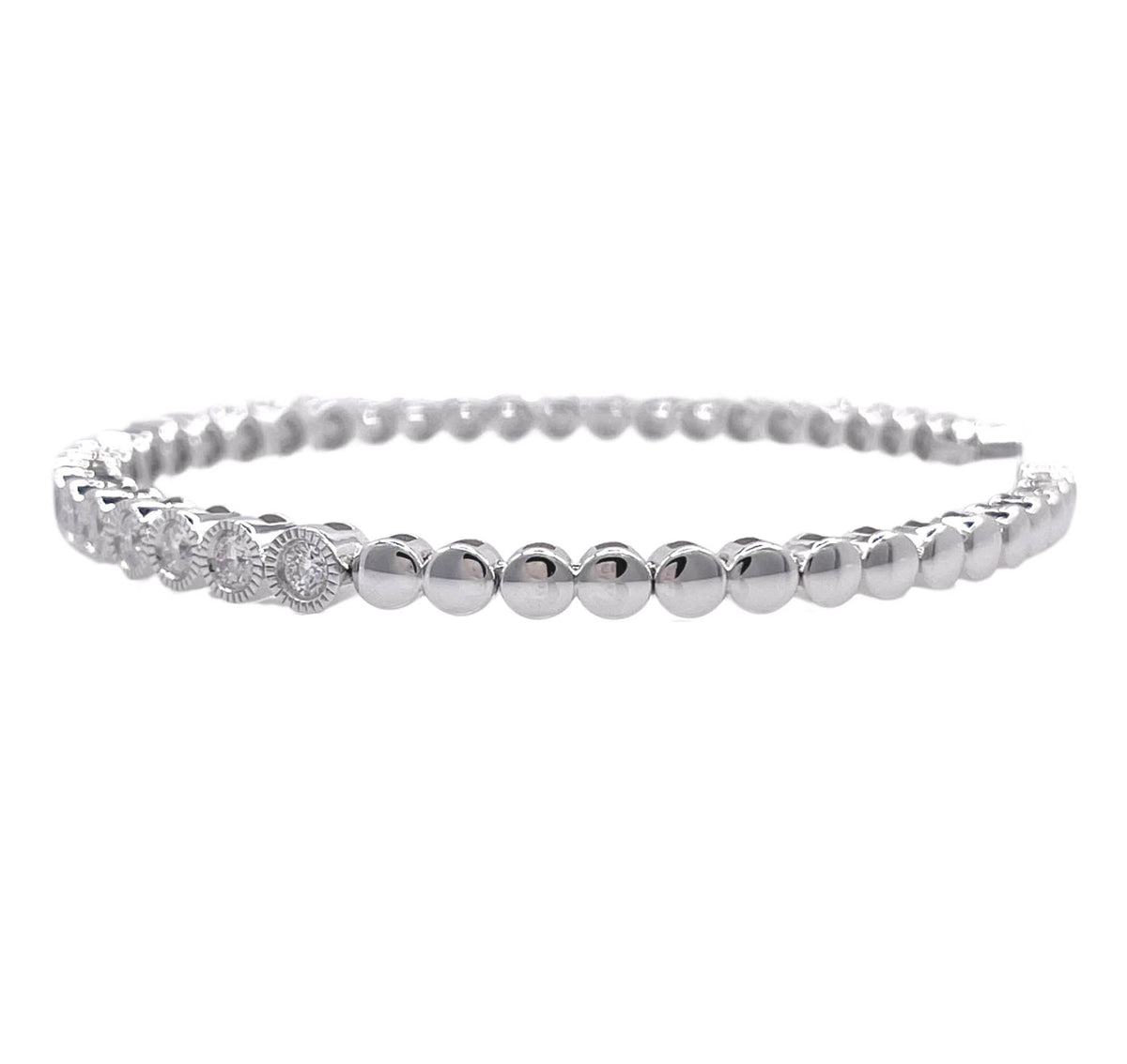 JAY FEDER 14K WHITE GOLD BEZEL SET DIAMOND BRACELET