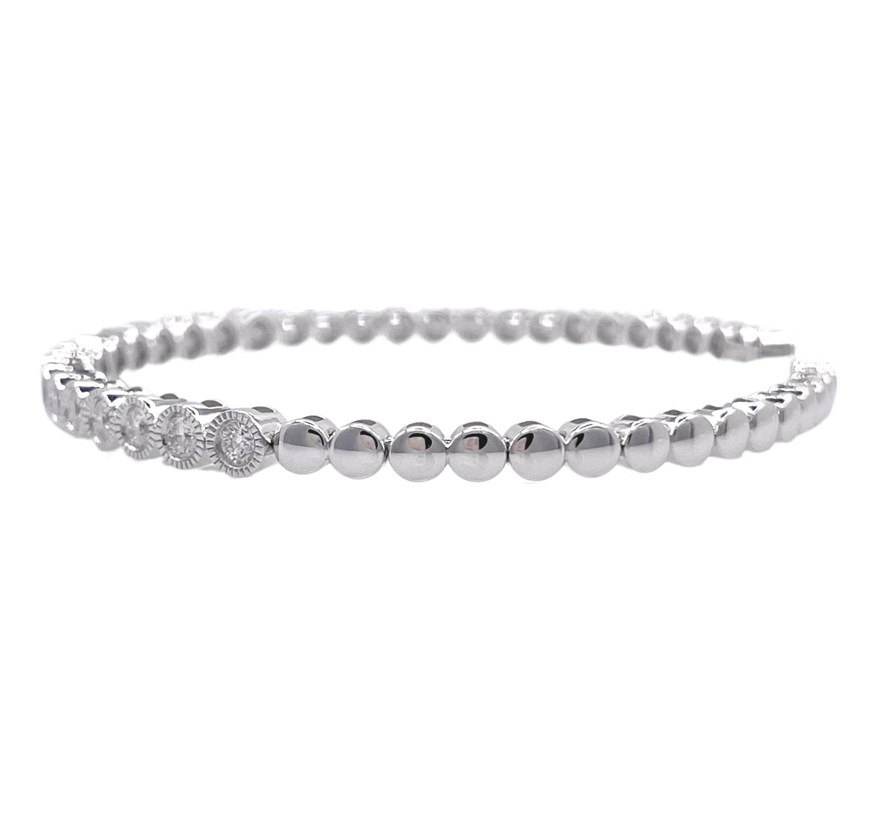JAY FEDER 14K WHITE GOLD BEZEL SET DIAMOND BRACELET