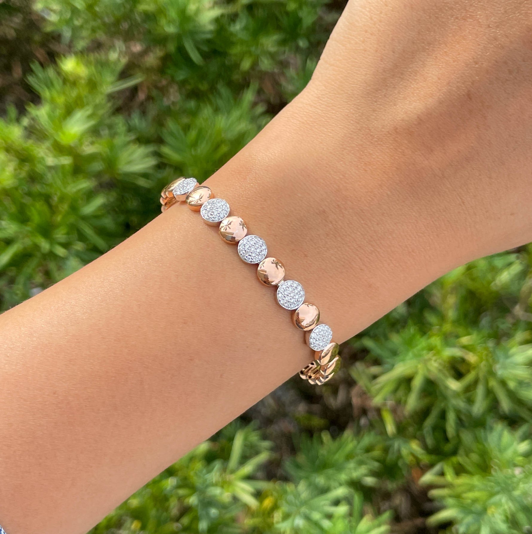 JAY FEDER 14K TWO TONE GOLD DIAMOND CUFF BRACELET