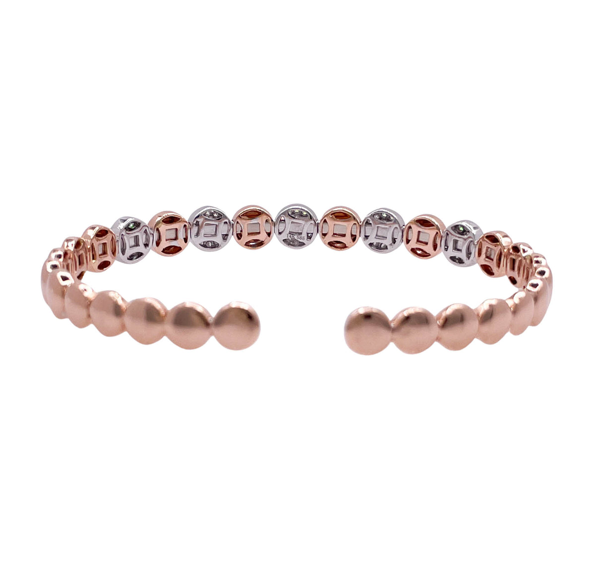 JAY FEDER 14K TWO TONE GOLD DIAMOND CUFF BRACELET