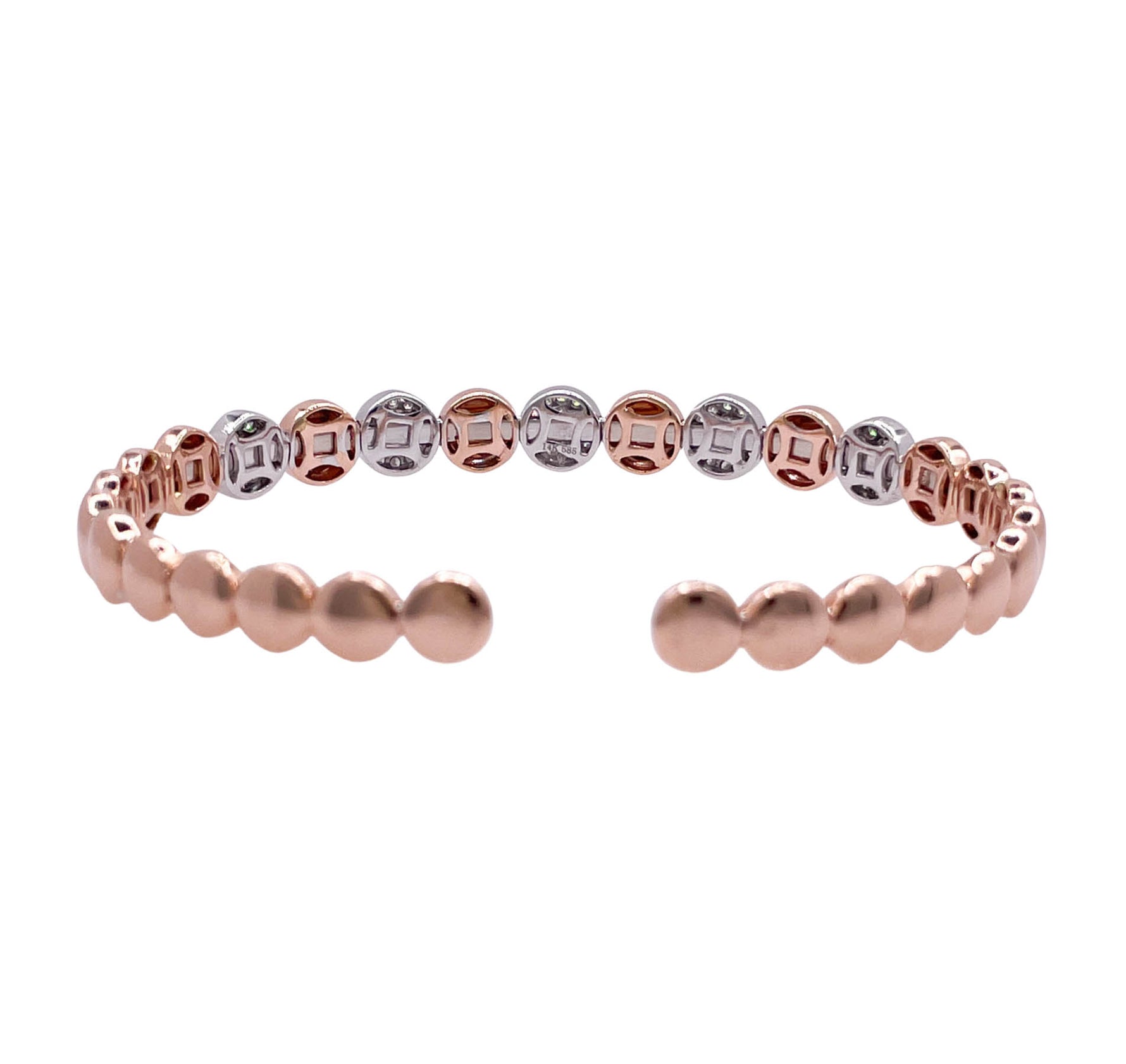 JAY FEDER 14K TWO TONE GOLD DIAMOND CUFF BRACELET