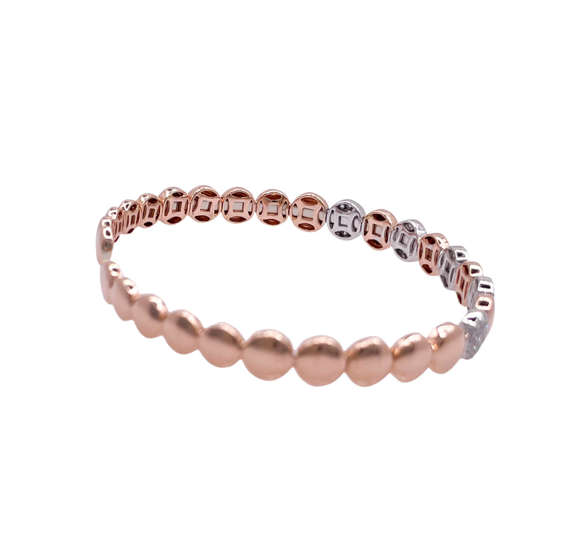 JAY FEDER 14K TWO TONE GOLD DIAMOND CUFF BRACELET