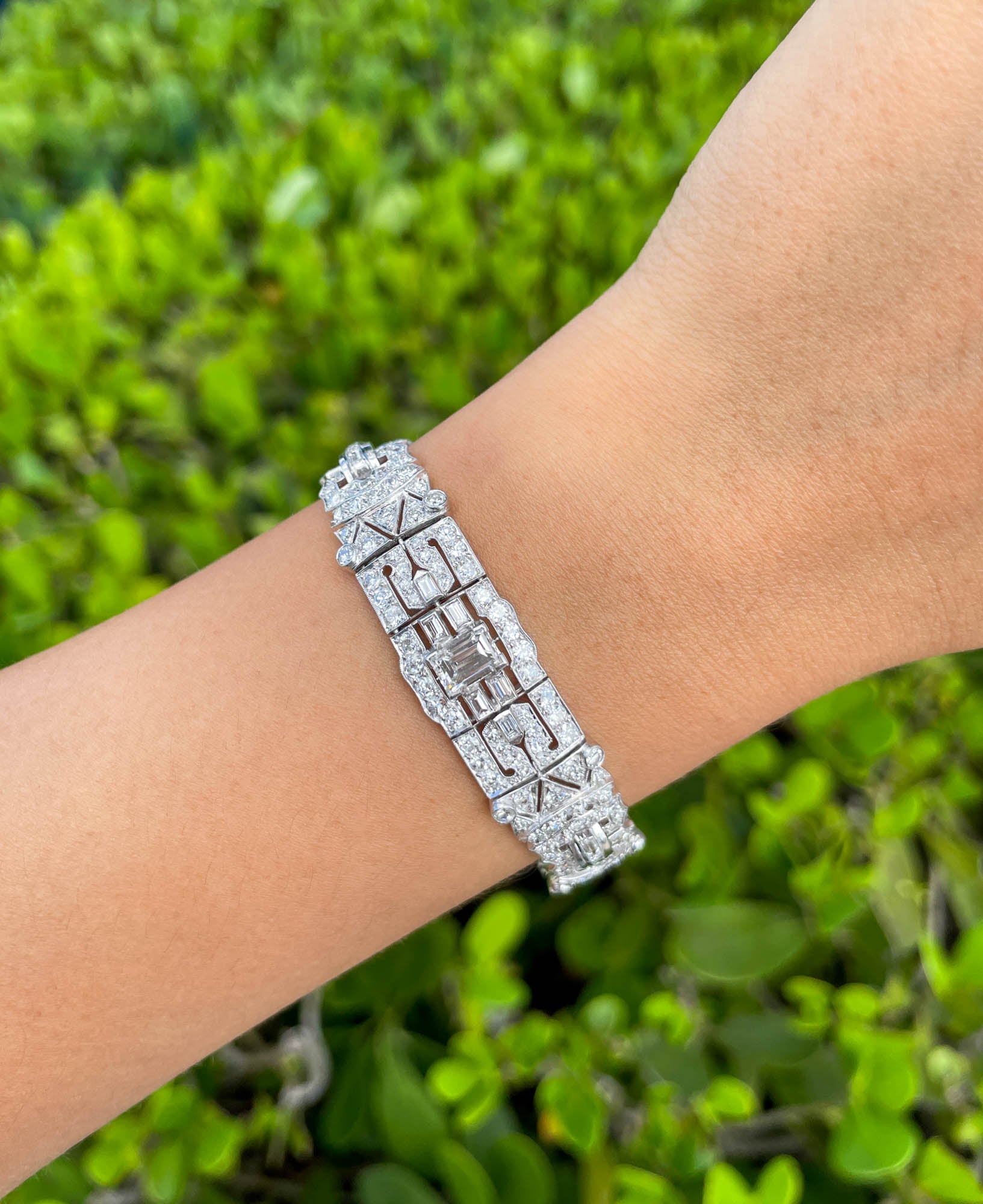 Jay Feder Platinum Art Deco Diamond Bracelet