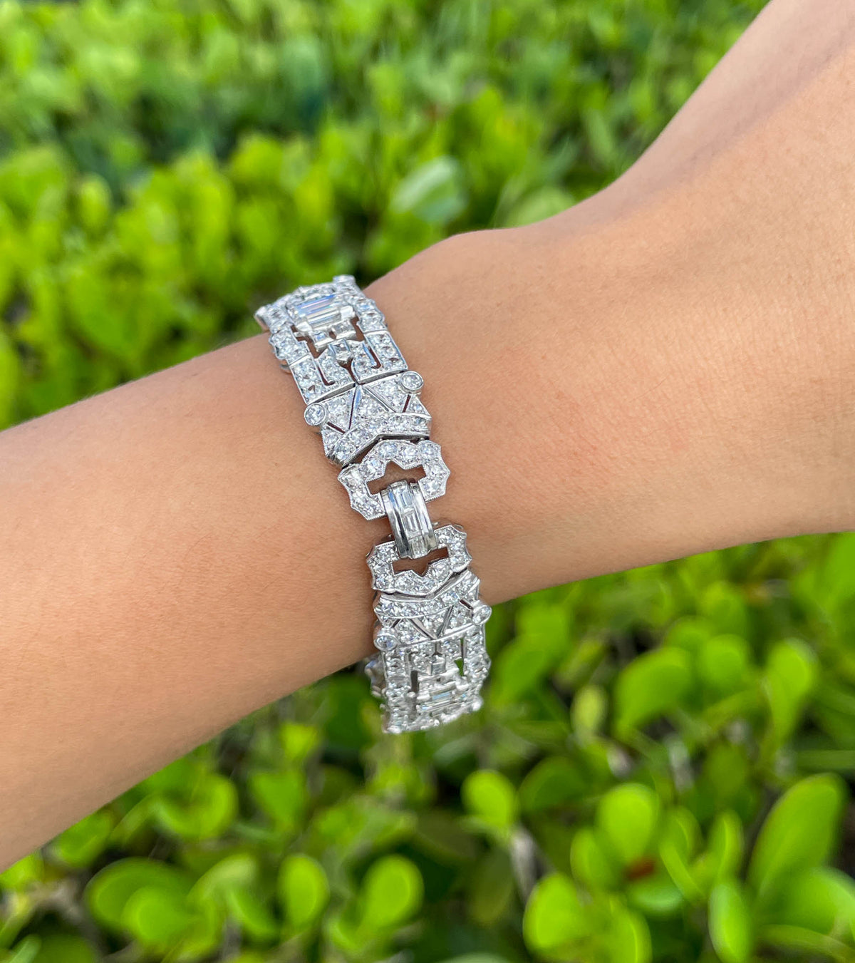 Jay Feder Platinum Art Deco Diamond Bracelet