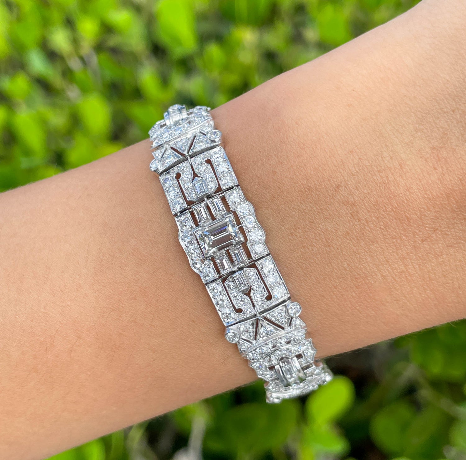 Jay Feder Platinum Art Deco Diamond Bracelet