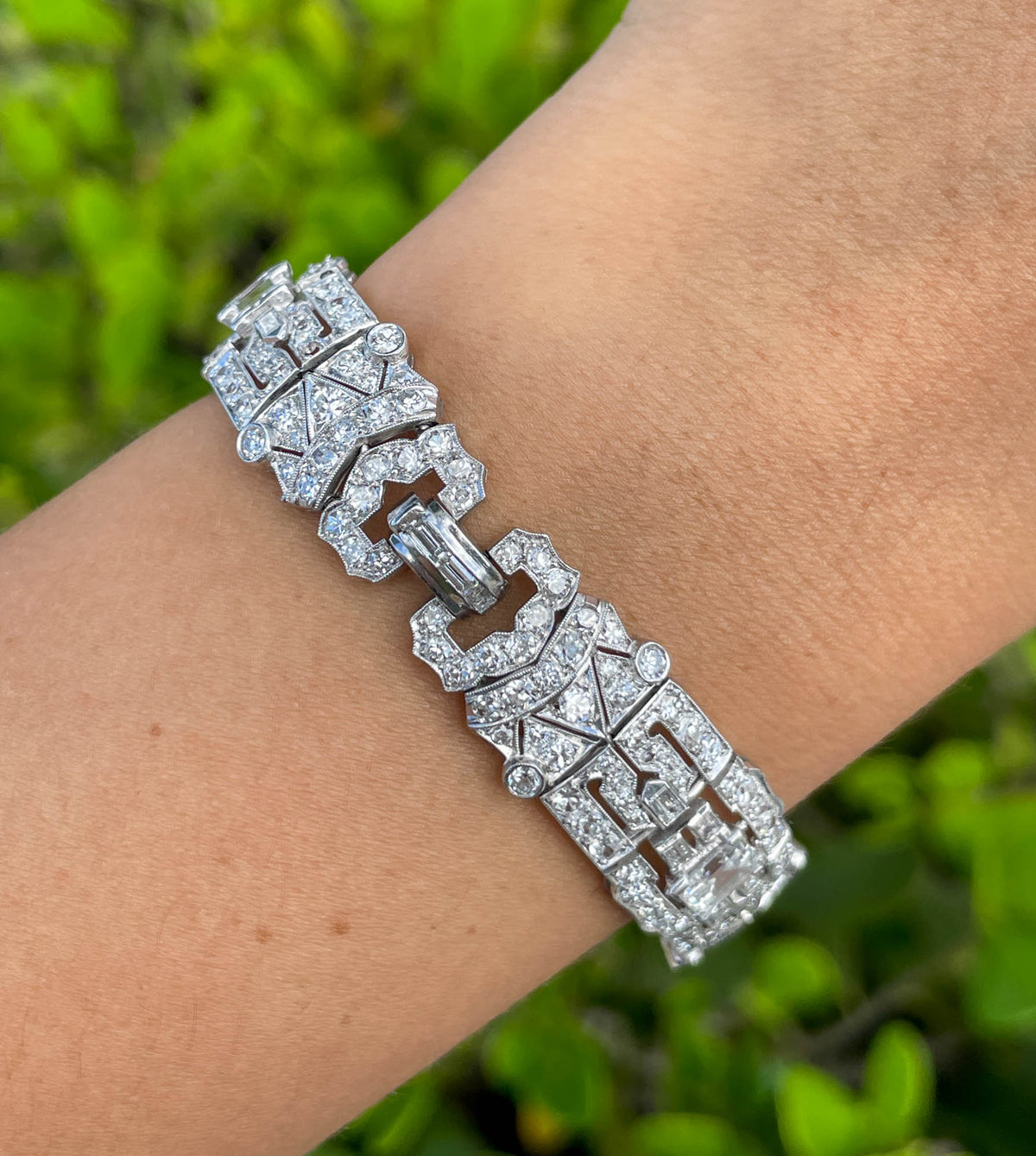 Jay Feder Platinum Art Deco Diamond Bracelet