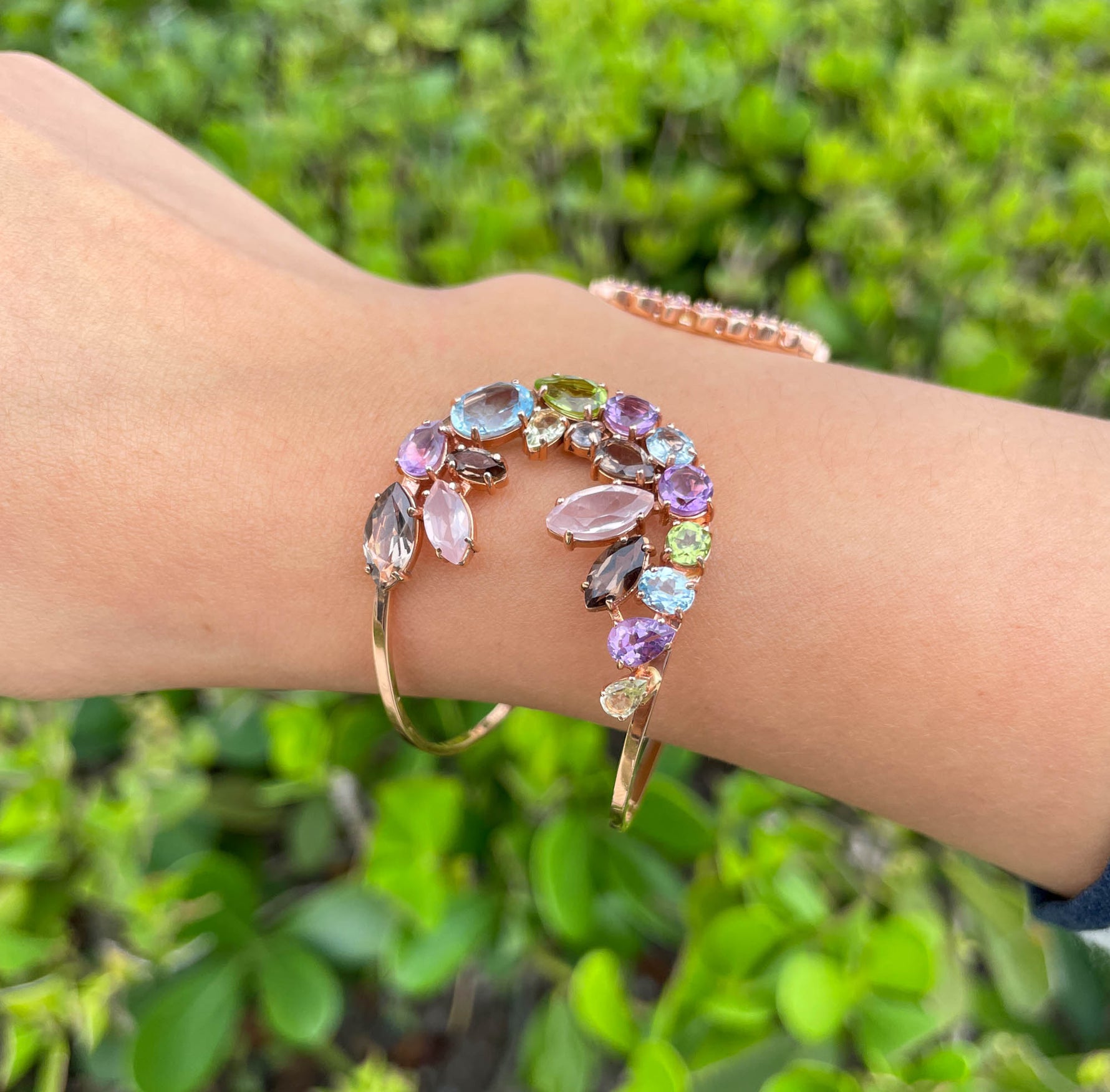 Jay Feder 14K Rose Gold Multicolor Open Bangle