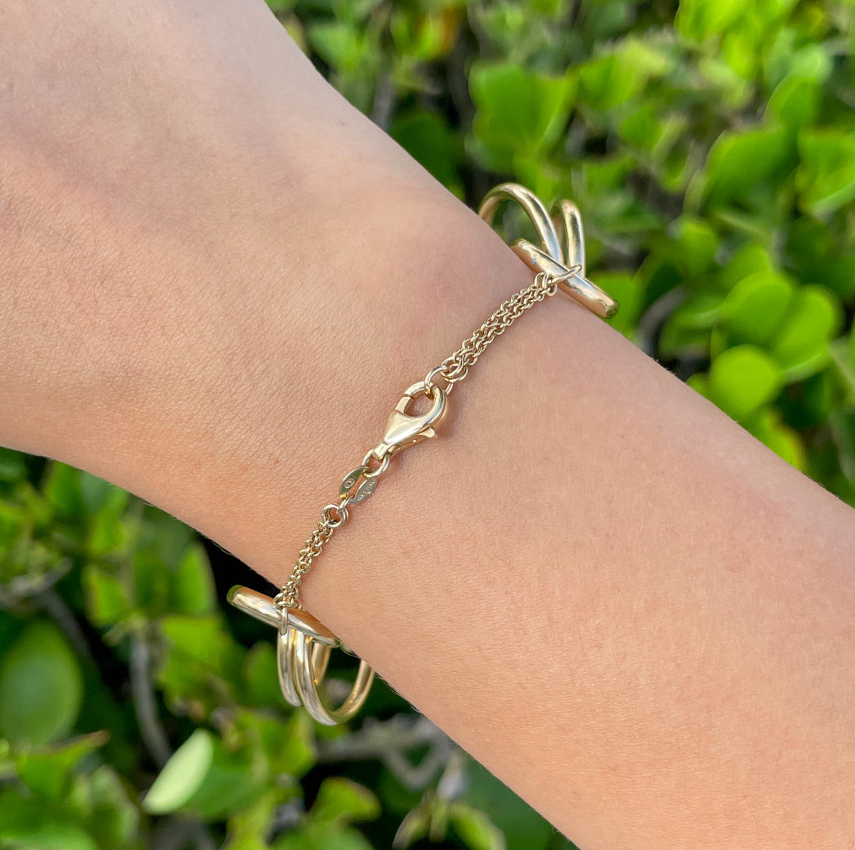 Jay Feder 14 Yellow Gold & White Gold Diamond Circle Link Bracelet