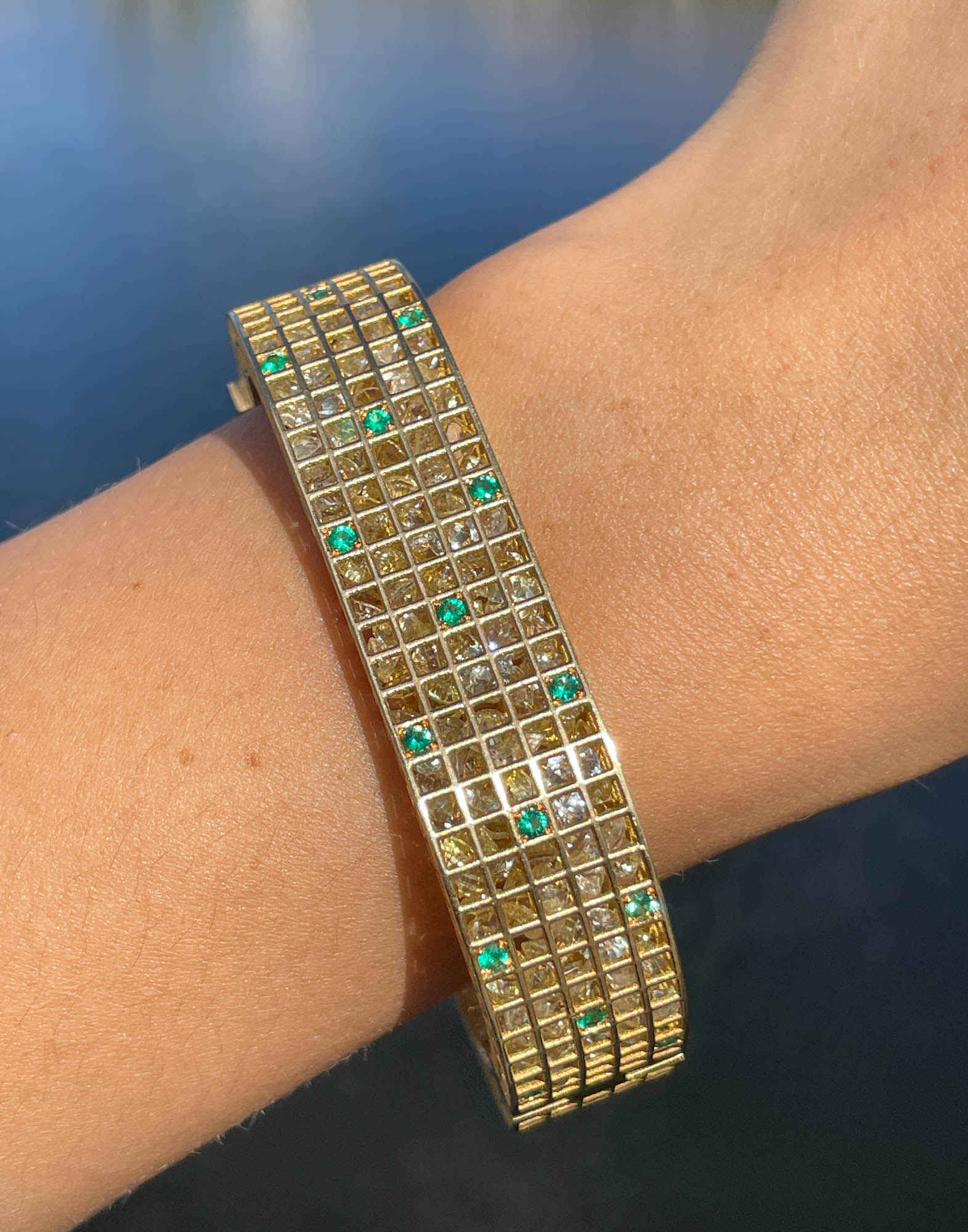 Roule & Co. 18K Yellow Gold Yellow Sapphire Emerald Pixel Dust Bracelet
