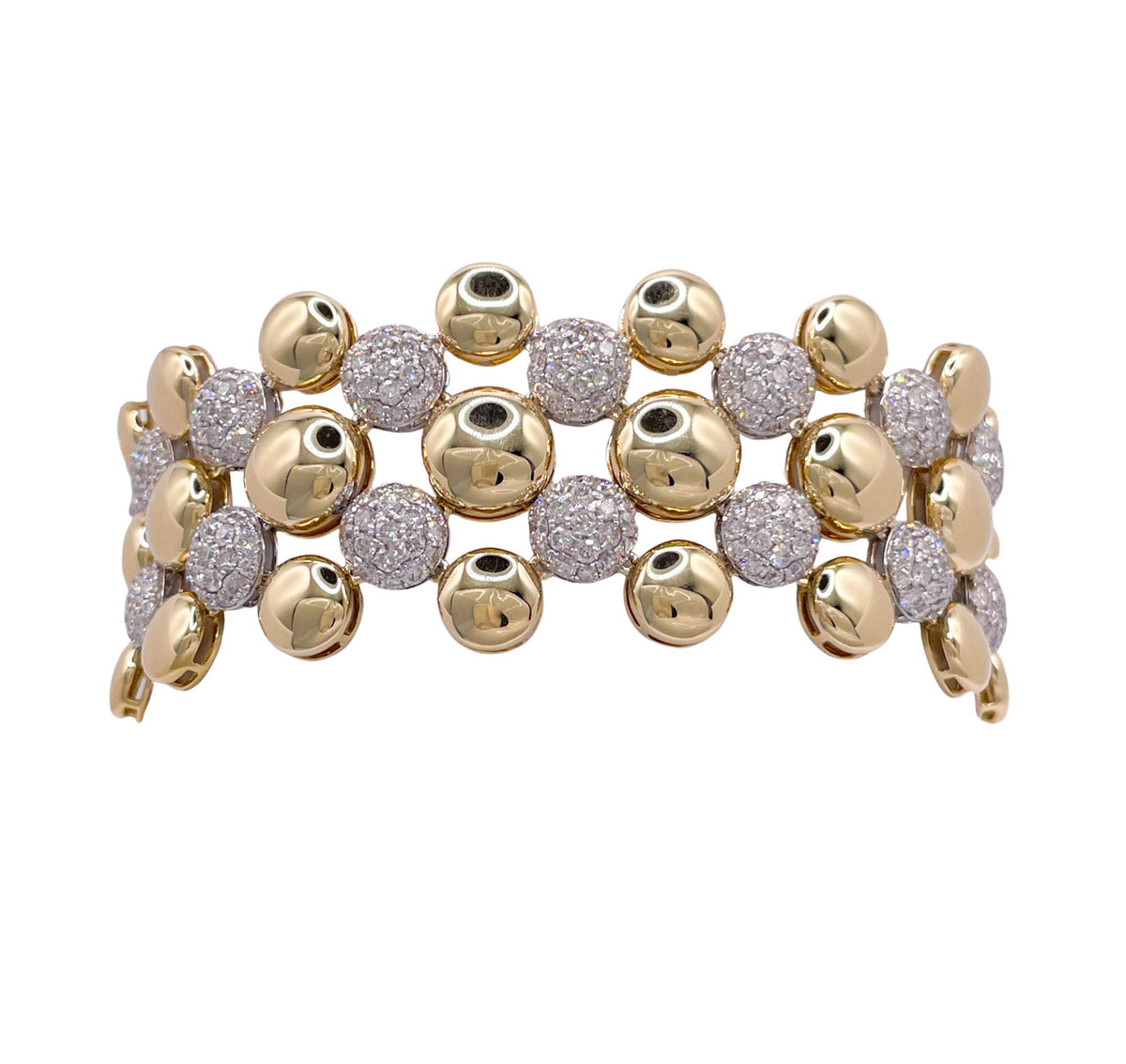 SUTRA 18K TWO TONE GOLD DIAMOND BUBBLE BRACELET