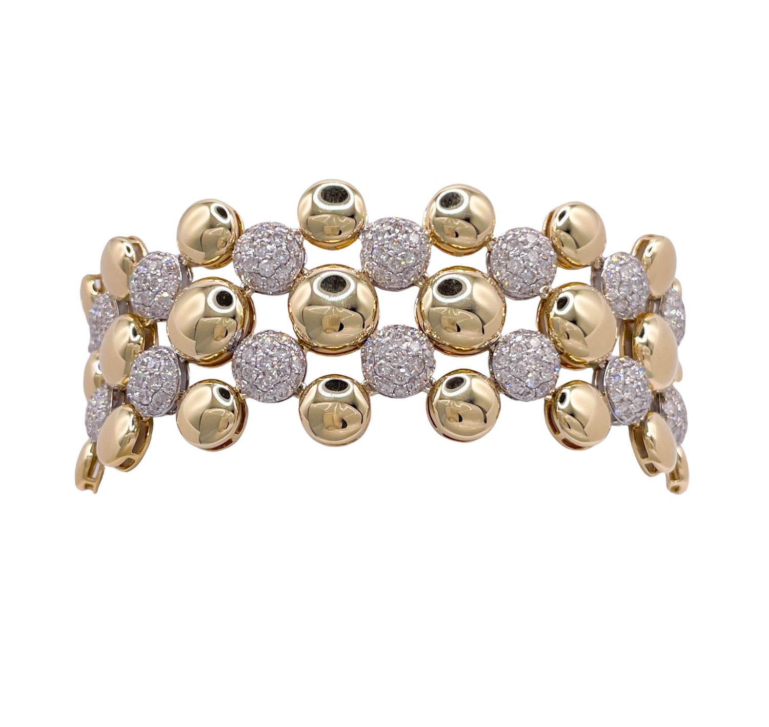 SUTRA 18K TWO TONE GOLD DIAMOND BUBBLE BRACELET