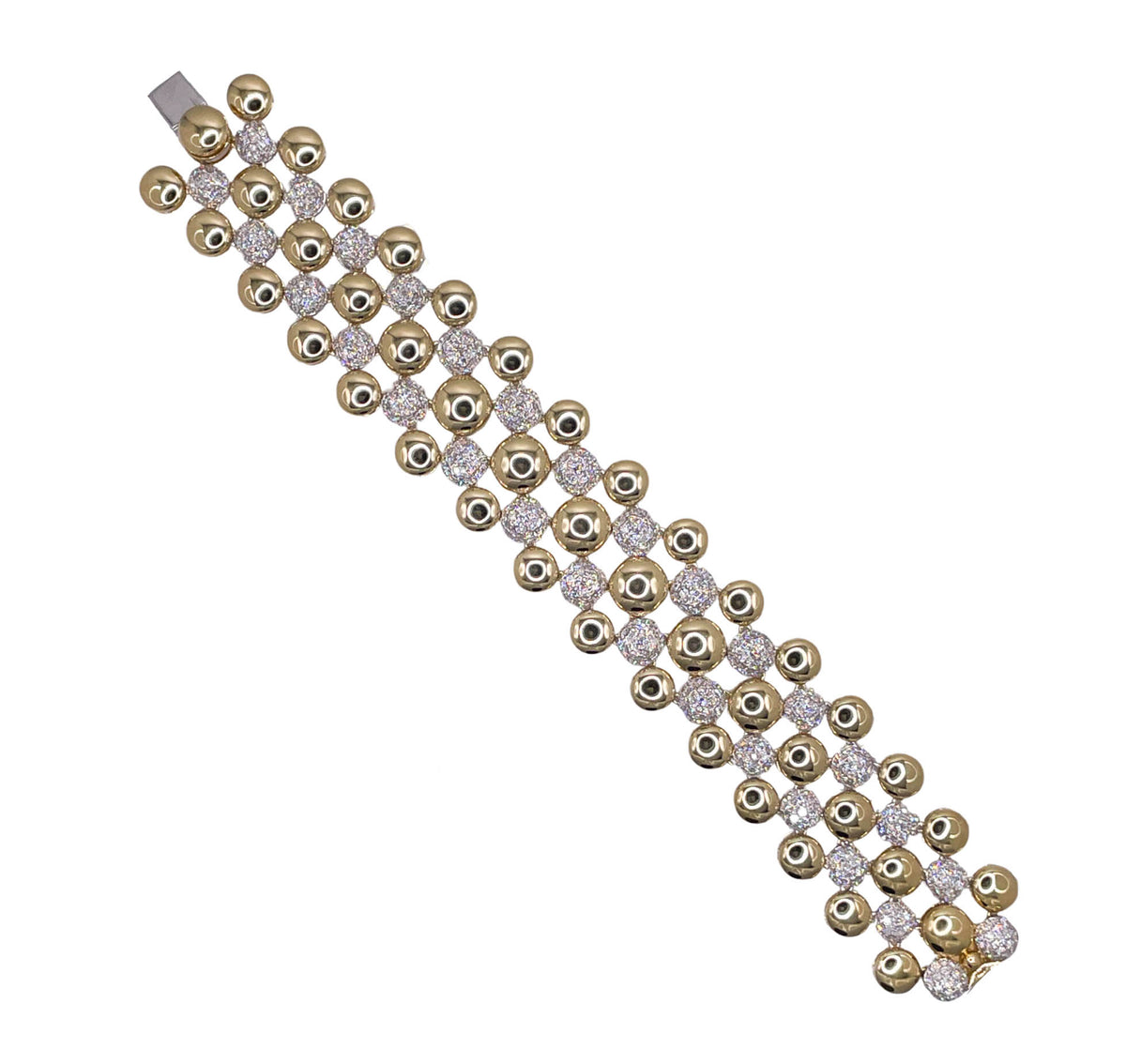 SUTRA 18K TWO TONE GOLD DIAMOND BUBBLE BRACELET