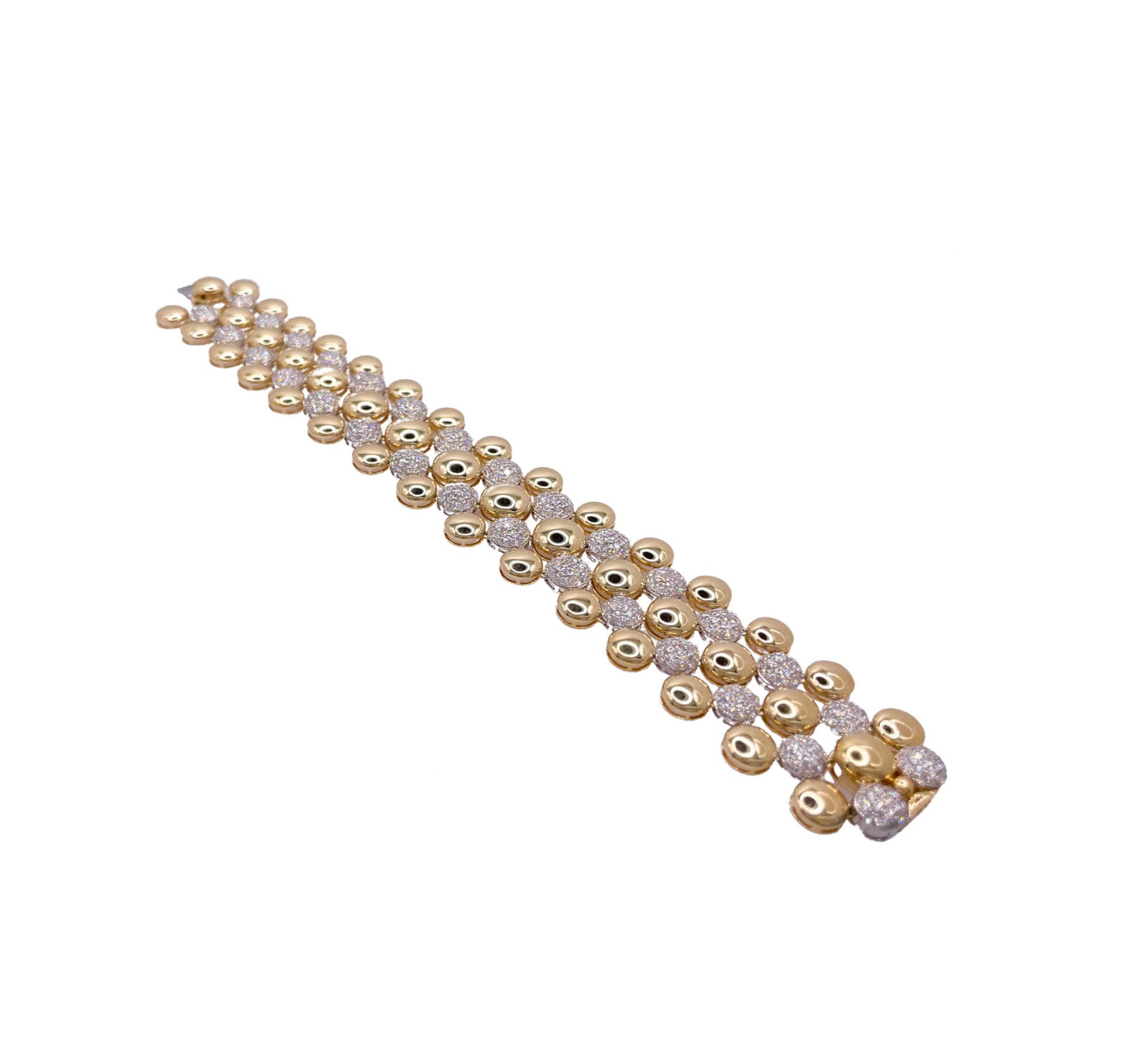 SUTRA 18K TWO TONE GOLD DIAMOND BUBBLE BRACELET