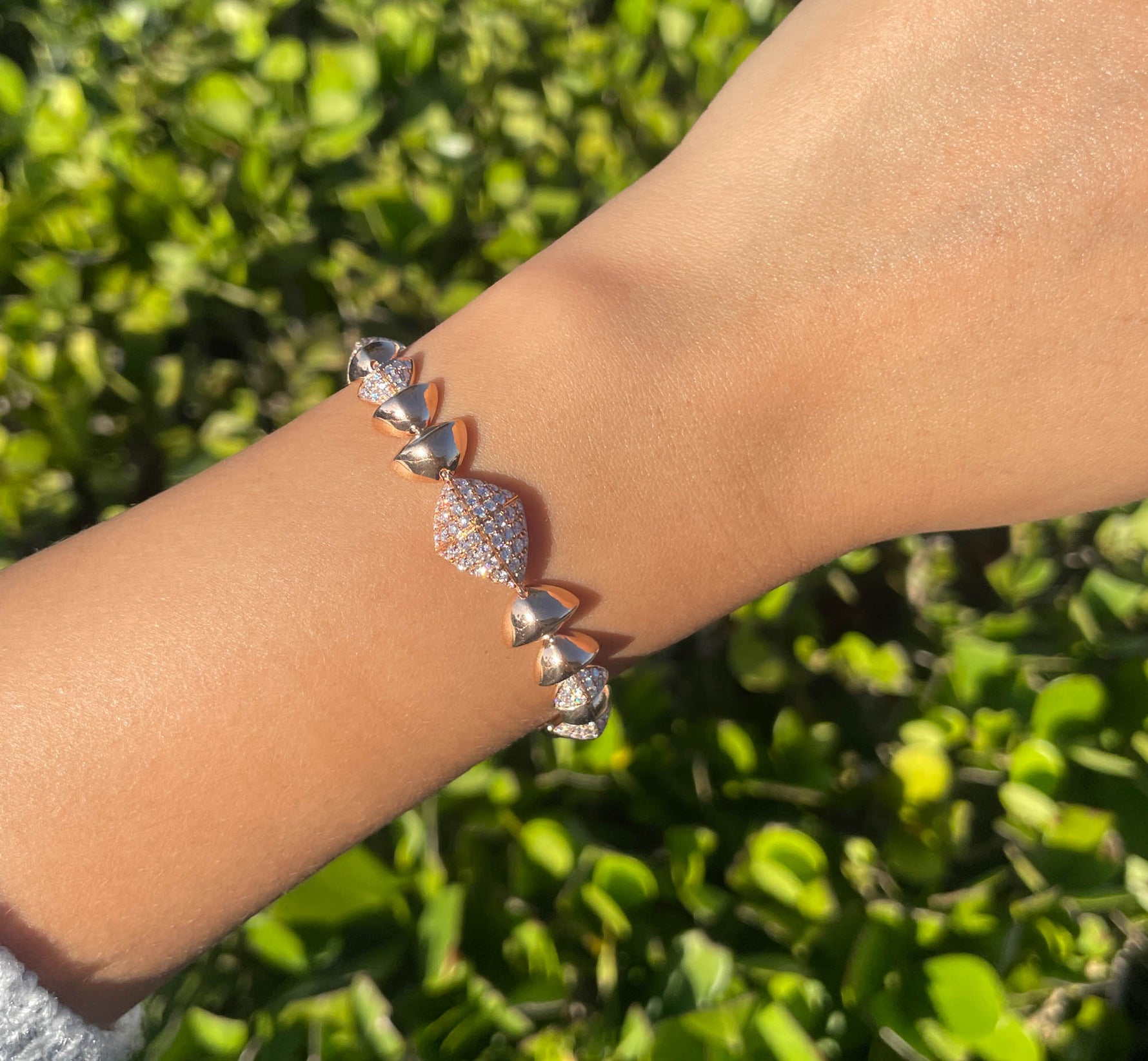 JAY FEDER 18K ROSE GOLD DIAMOND GEOMETRIC BRACELET