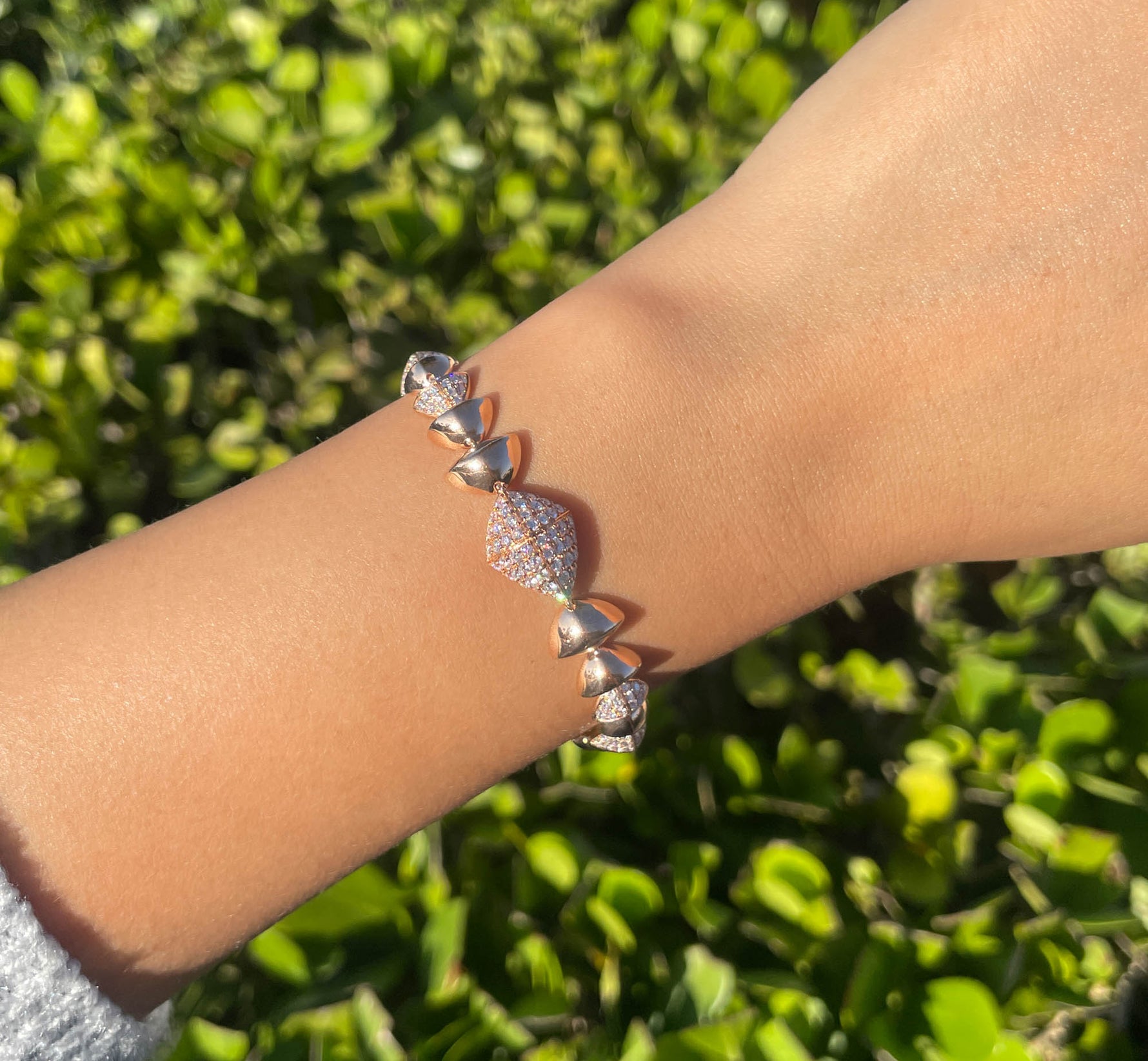 JAY FEDER 18K ROSE GOLD DIAMOND GEOMETRIC BRACELET