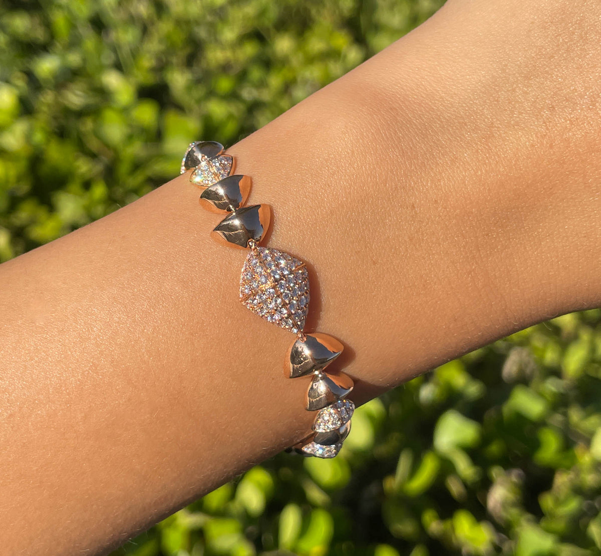 JAY FEDER 18K ROSE GOLD DIAMOND GEOMETRIC BRACELET