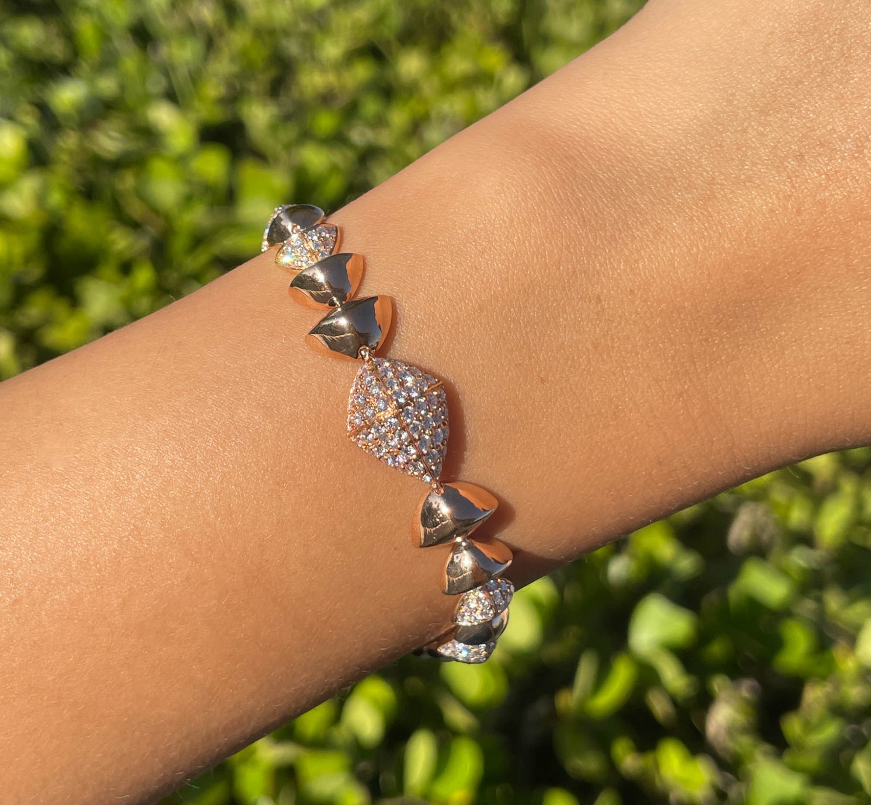 JAY FEDER 18K ROSE GOLD DIAMOND GEOMETRIC BRACELET